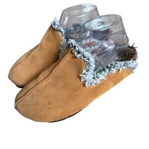 Free People Slip On Mules Tan Lined Flat Casual Comfort Size 7.5 Suede Clogs